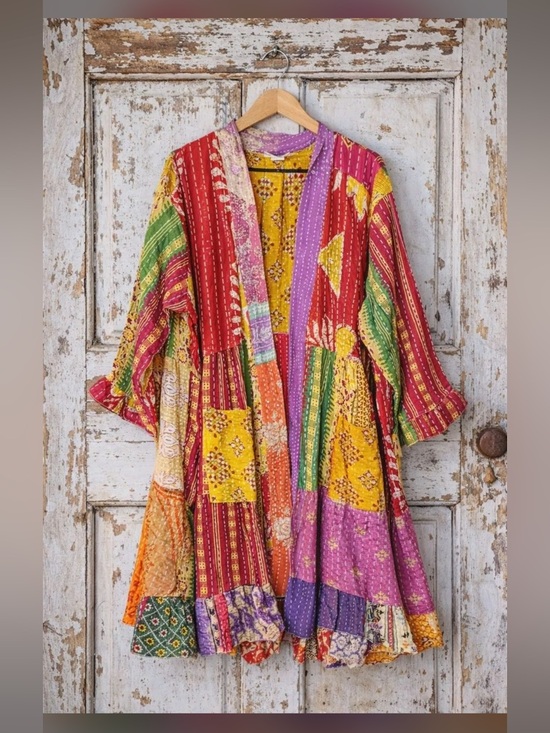 Handmade Tops - Handmade KANTHA ITEM 10 Kimono BOHO Kantha Boutique Piece One of a Kind One Size
